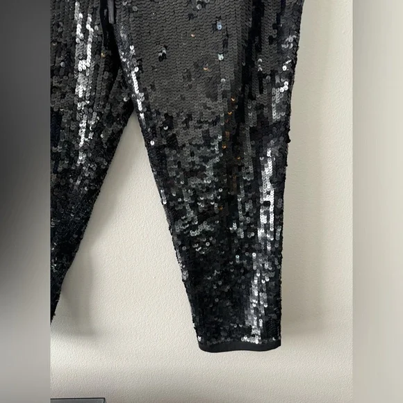 Gryphon Black Sequin Pants Drawstring w/ Pockets Women's XS - Picture 5 of 12